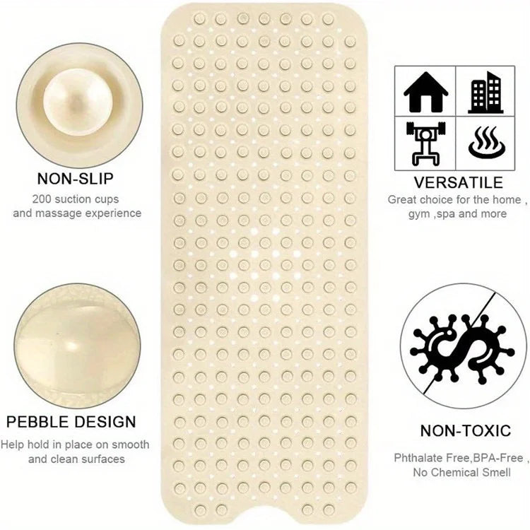 1Pc non-slip shower mat bathtub mat with drain holes and suction cups