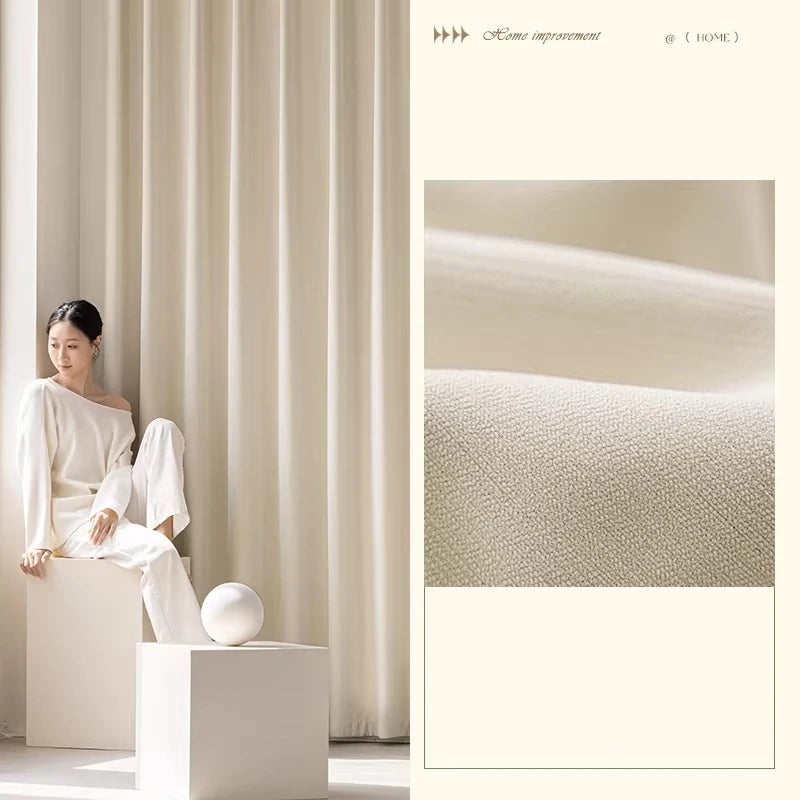 Custom Size French Chenille Cream White Velvet Curtain Modern Simple