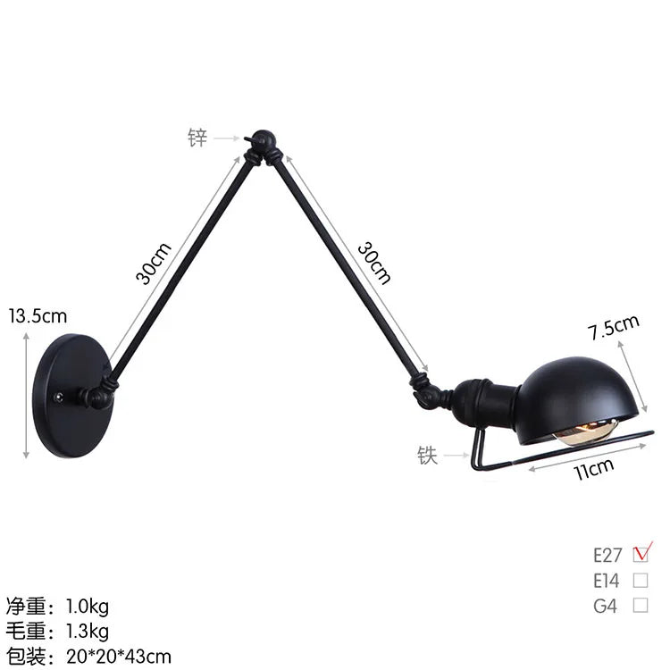 Modern Simple Adjustable Interior Led Wall Lamp White Black for Bedside