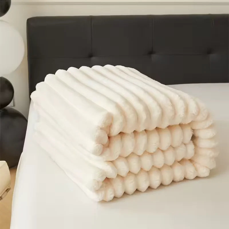 Striped Fluffy Throw Blanket