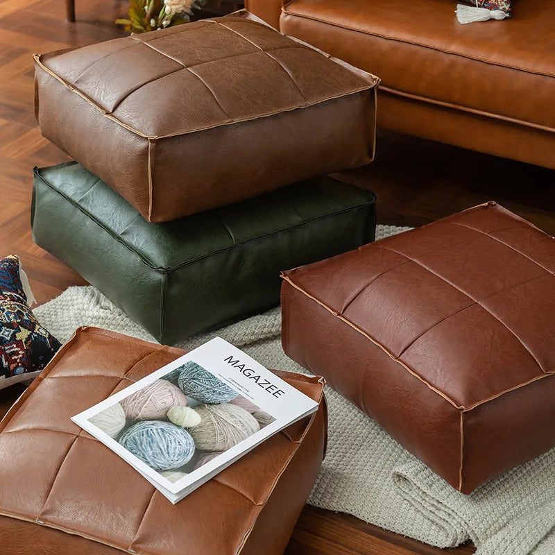 Moroccan Leather Floor Cushion Cover