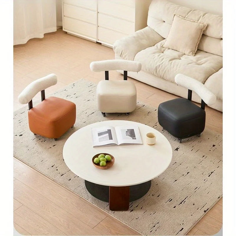 Solid Wood Shoe Changing Stool with Backrest