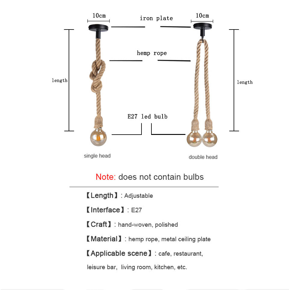 Industrial Hemp Rope Pendant Light