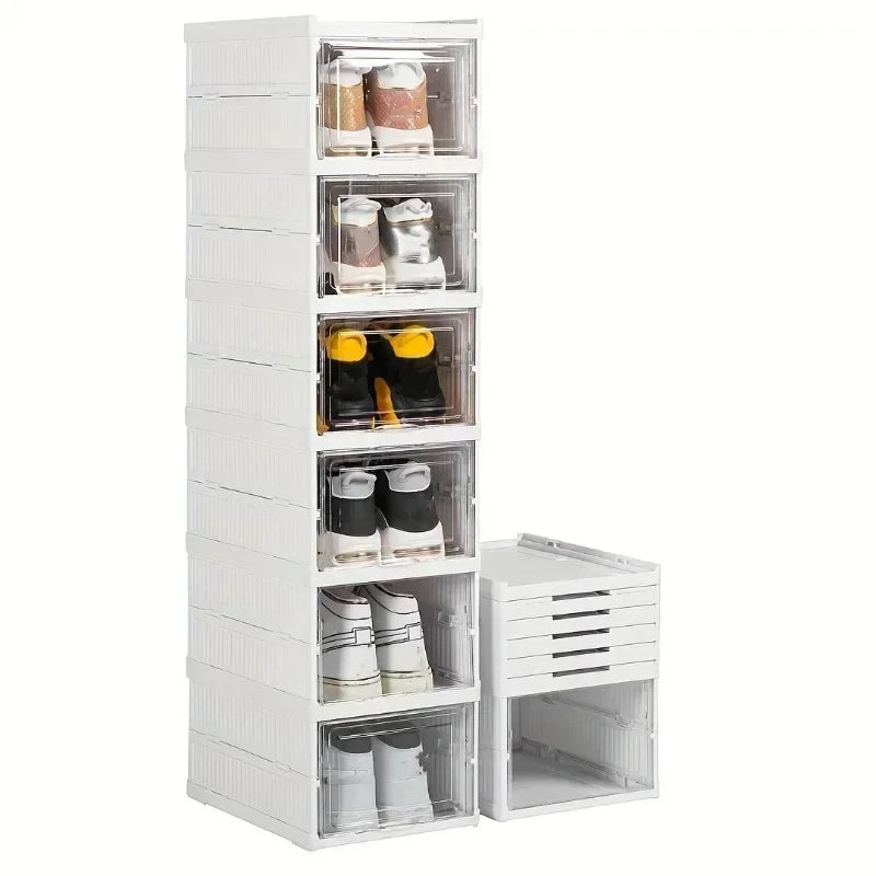 No Assembly Needed Heavy-Duty  PP Thickened Transparent Foldable Shoe Box with Lid Premium Plastic Home Storage Simple Shoe Rack