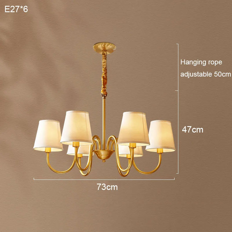 Copper and Fabric Retro Chandelier