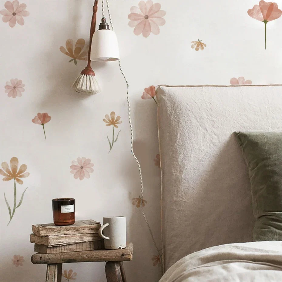 Boho Watercolor Flower Wall Decals
