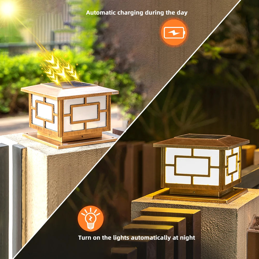 Outdoor LED Solar Stigma Post Cap Lights, Waterproof & 2 Color modes,