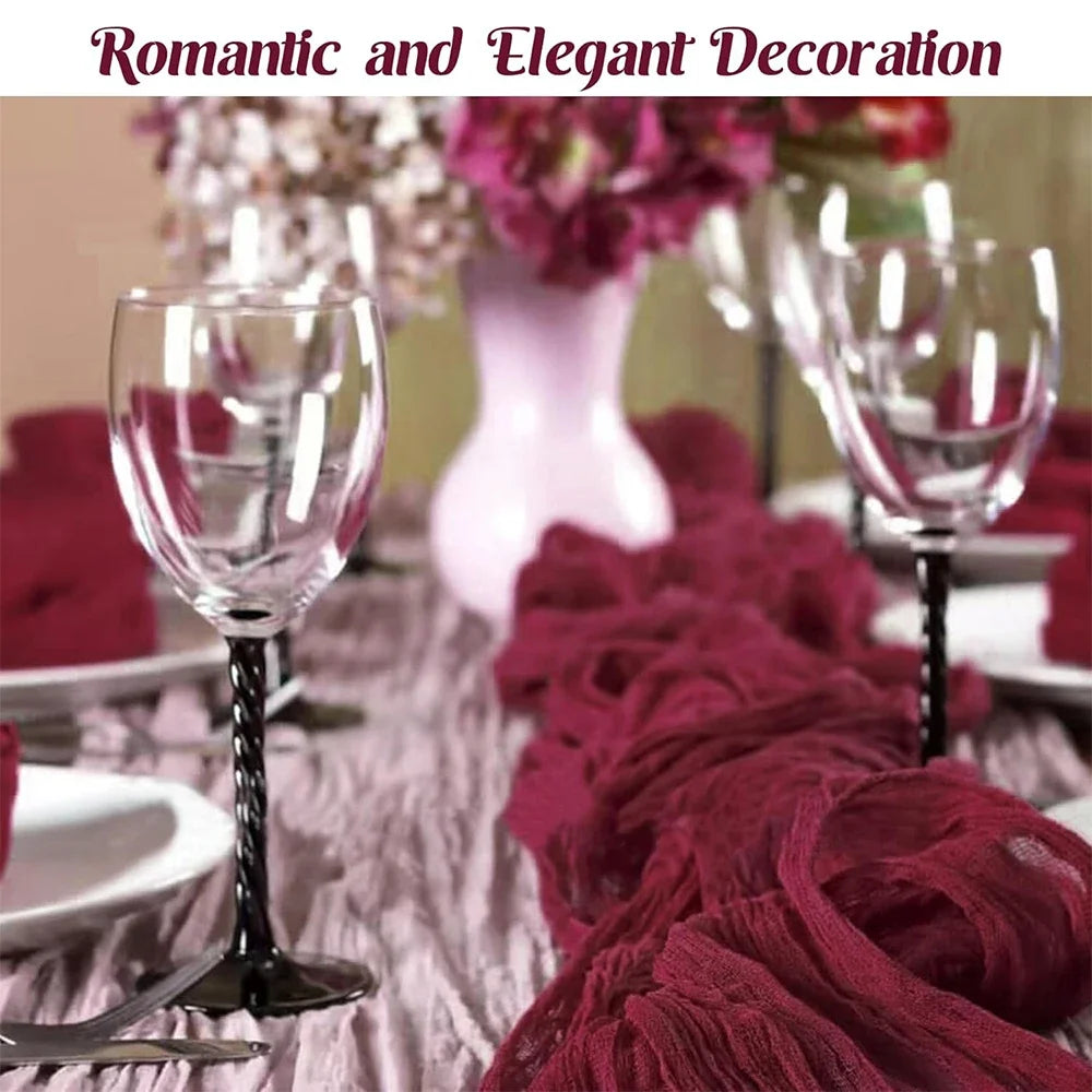 Burgundy Table Runner Cheesecloth Gauze Rustic Boho Cheese Cloth