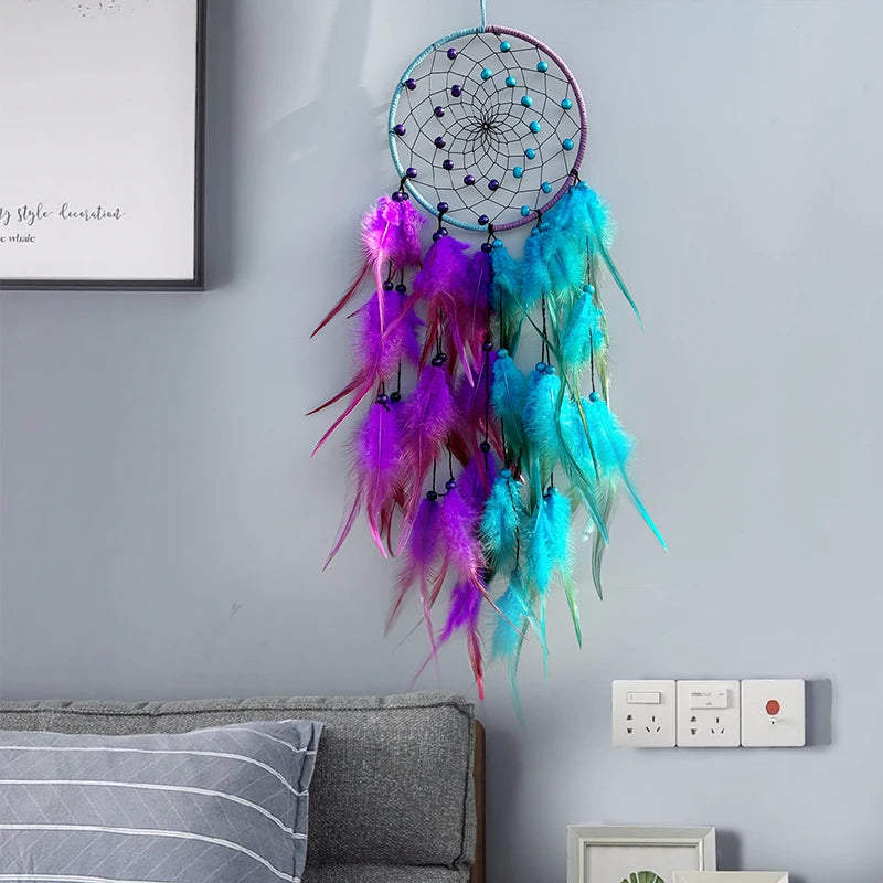 Dream Catcher Handmade Two Color Feather Wind Chimes Living Room