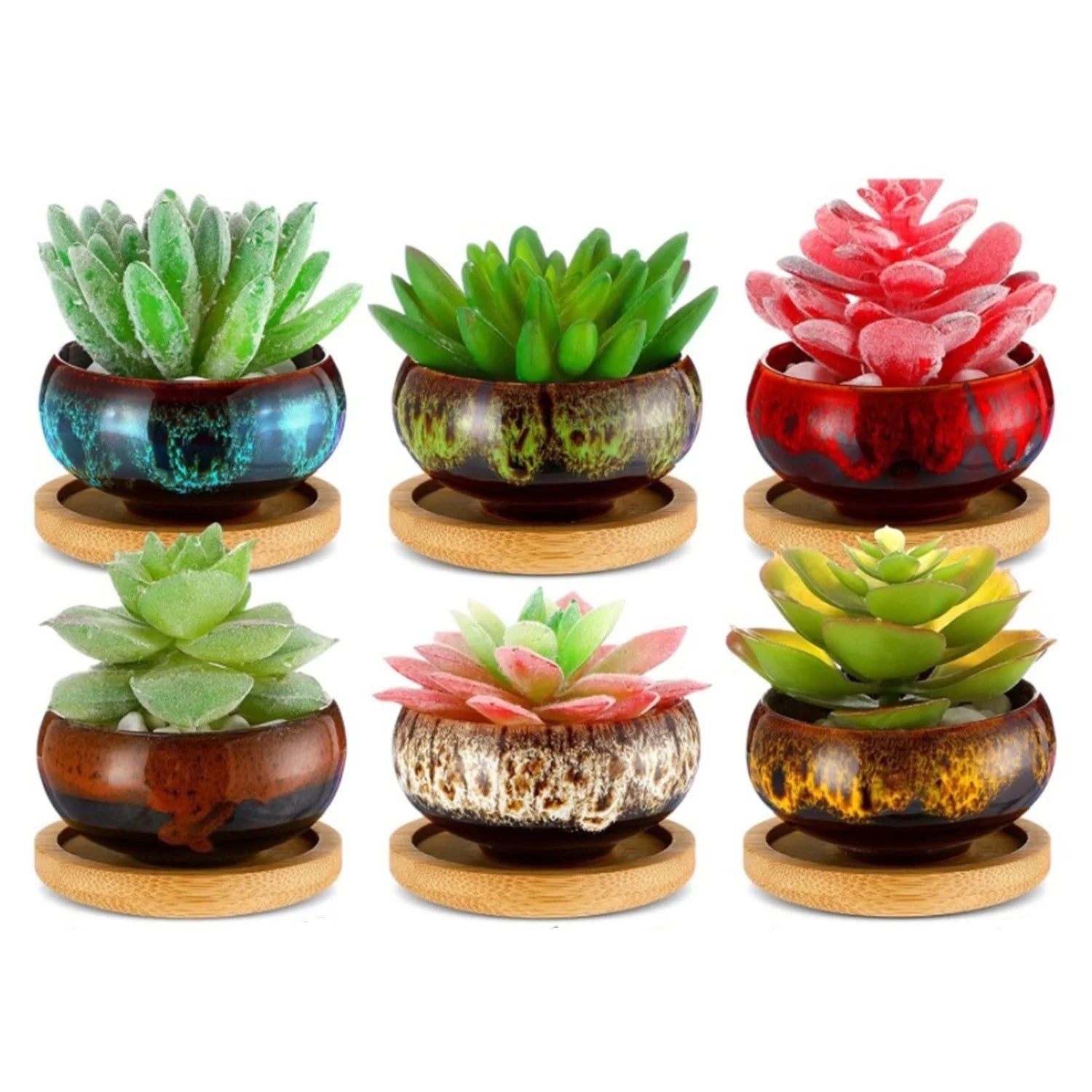 Mini Ceramic Bonsai Pots Set of 6