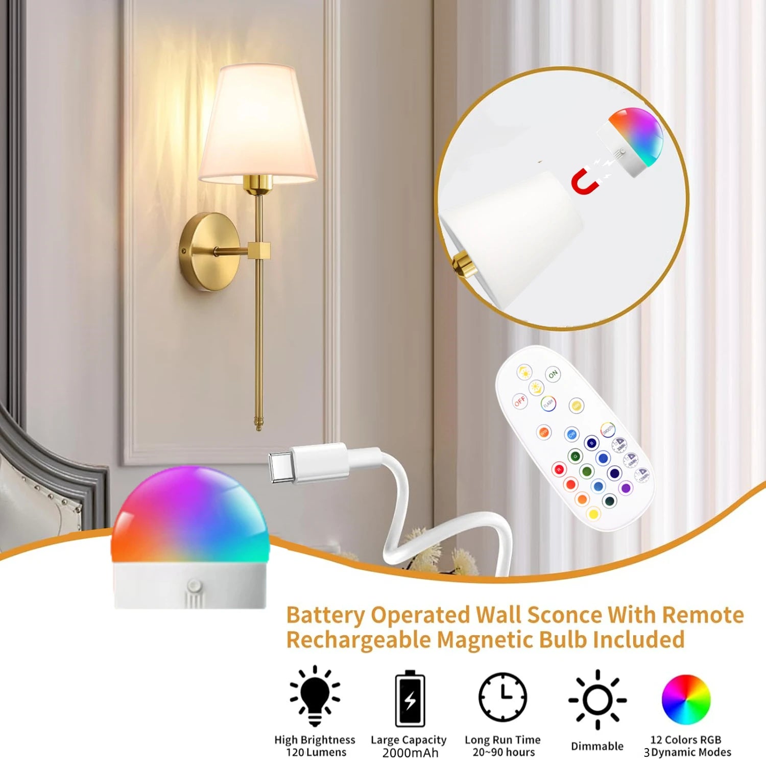 Wireless 10 Color Wall Lamp
