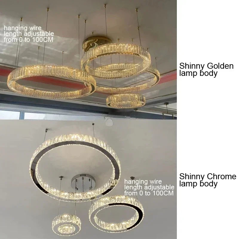 Modern Gold Luxury Crystal LED indoor Chandelier Bedroom Living Room