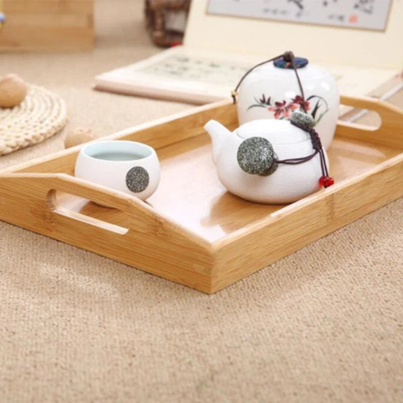 Bamboo Serving Tray With Handles
