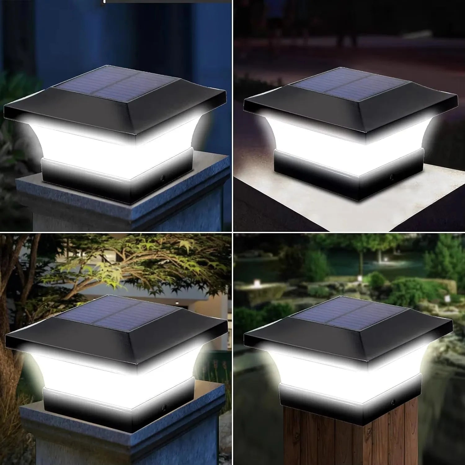 1-4pcs Solar Light Outdoor LED Post Deck Cap Fence Landscape Lamp