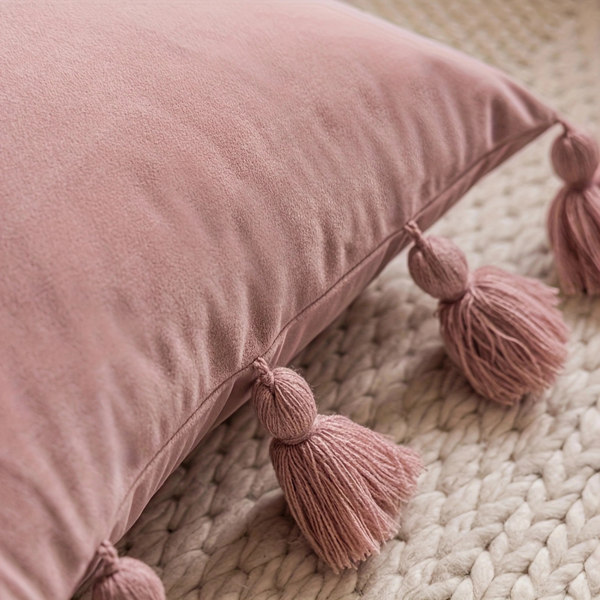 Boho Tassel Throw Pillow Cover