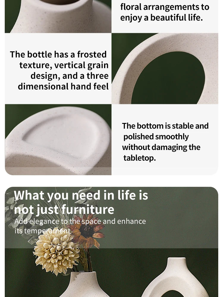 European Ceramic Vase Set Creative White Simple Home Decoration Living