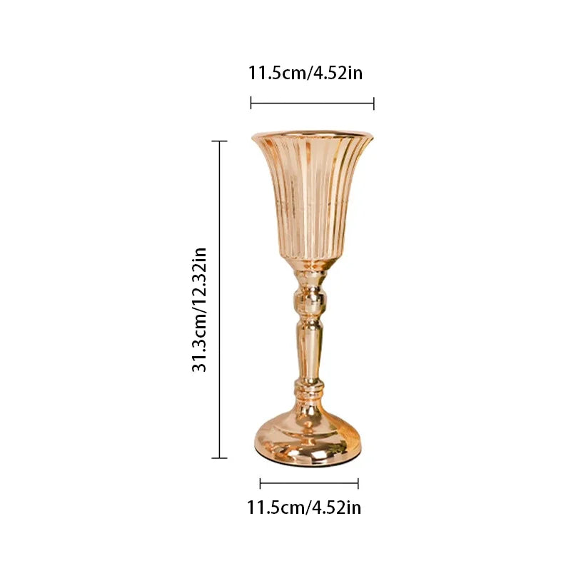 Gold Metal Trumpet Centerpiece Vase