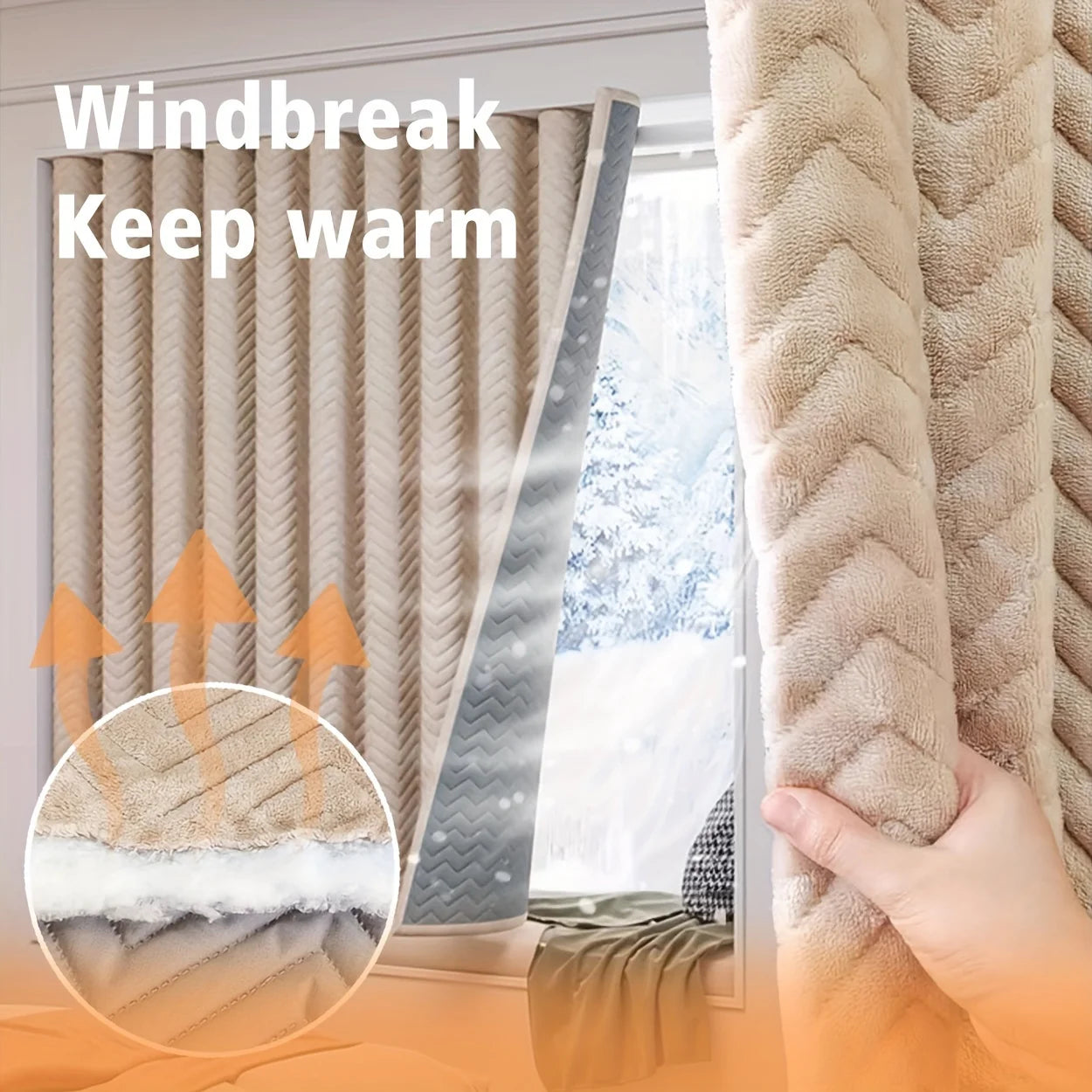 1Pc Thick Blackout Curtains with Velvet Lining, Comfortable Velvet