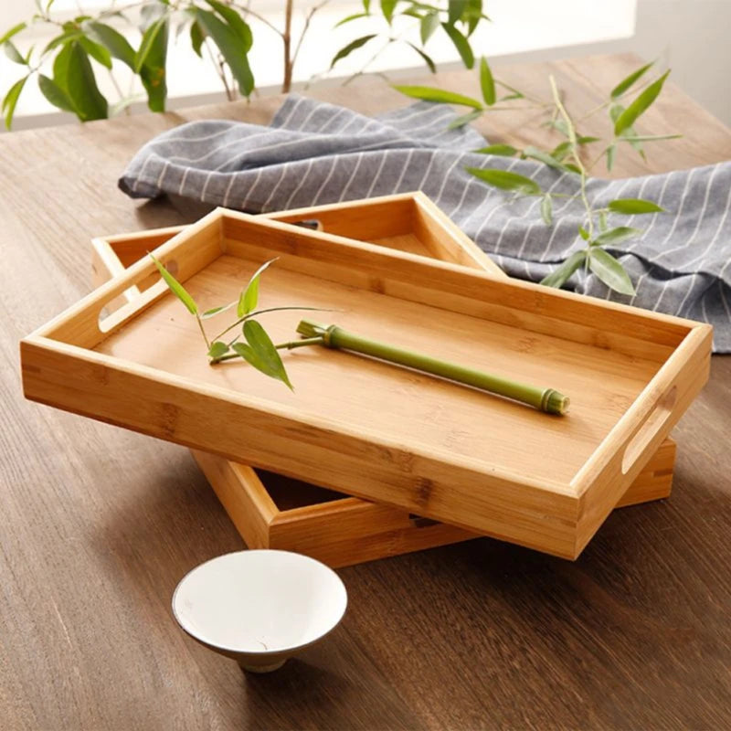 Bamboo Serving Tray With Handles