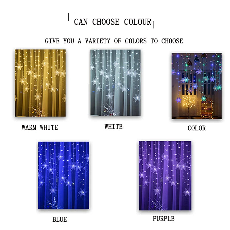 Snowflake LED Curtain Lights 3.2M
