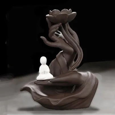 Celadon Lotus Hand Backflow Incense Burner