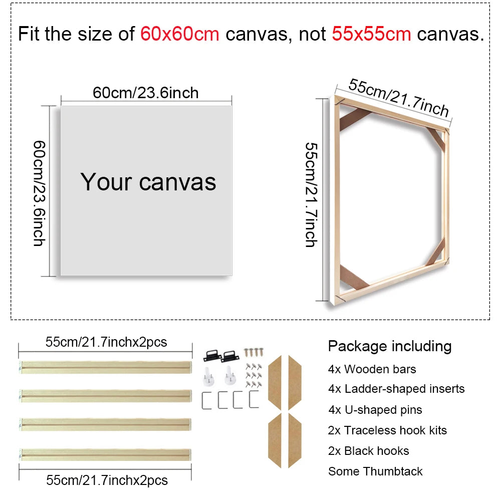 24 Sizes Large Wall Canvas Frame Wooden Frames Wooden