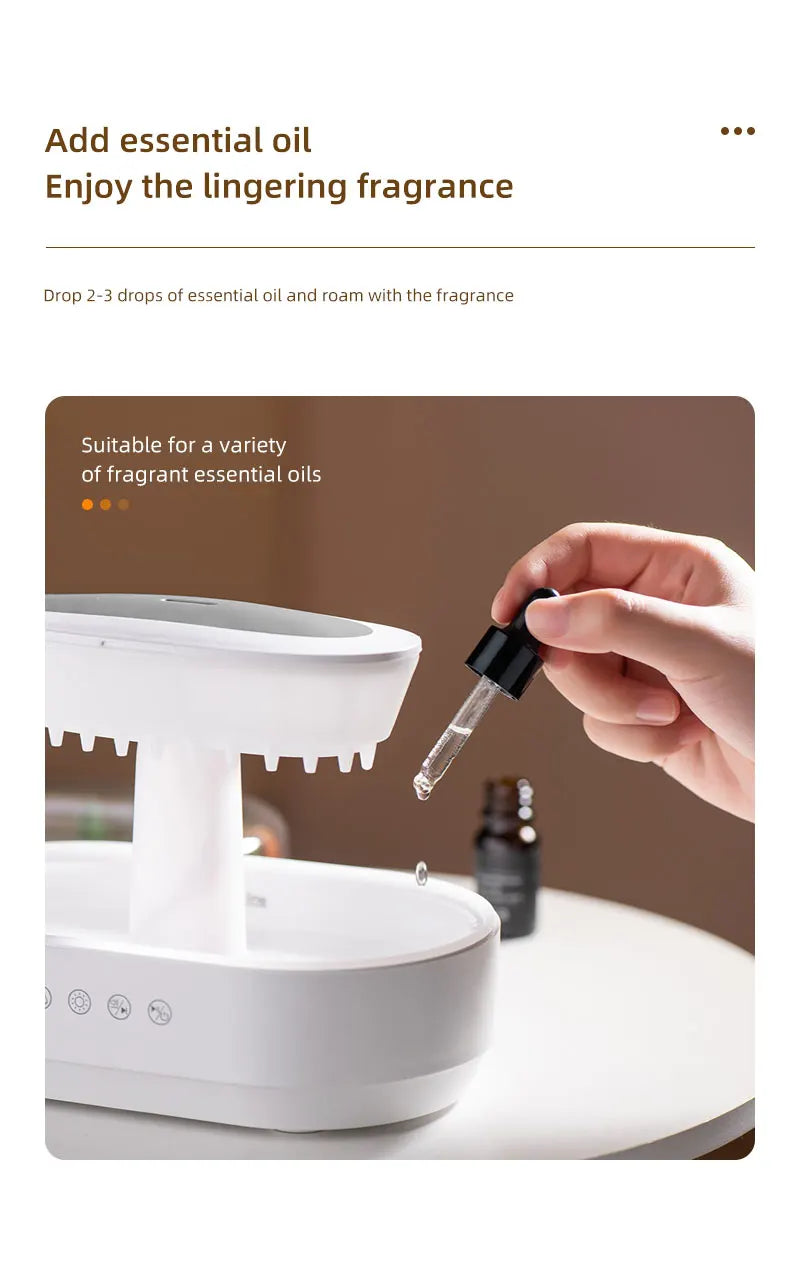 Aroma Humidifier Raindrop Air Humidifier Colorful Light White Noise