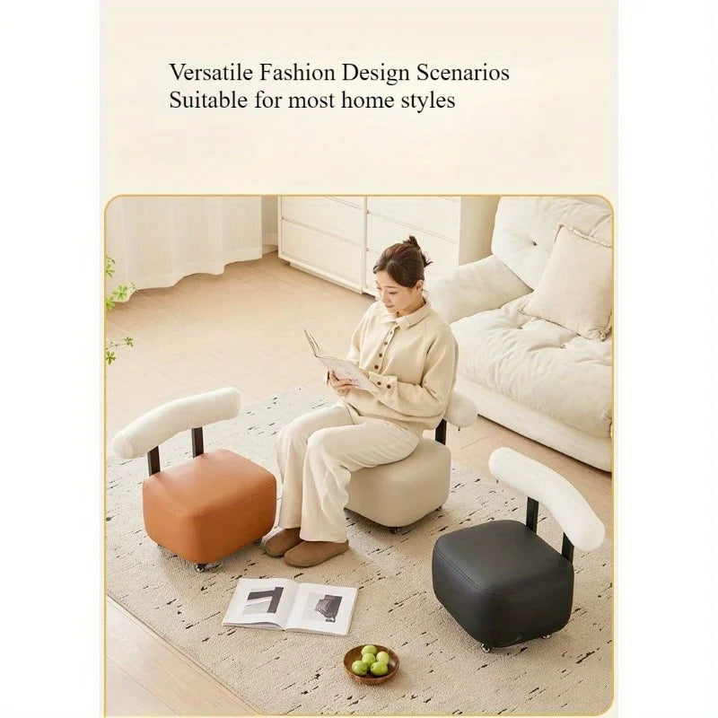 Solid Wood Shoe Changing Stool with Backrest