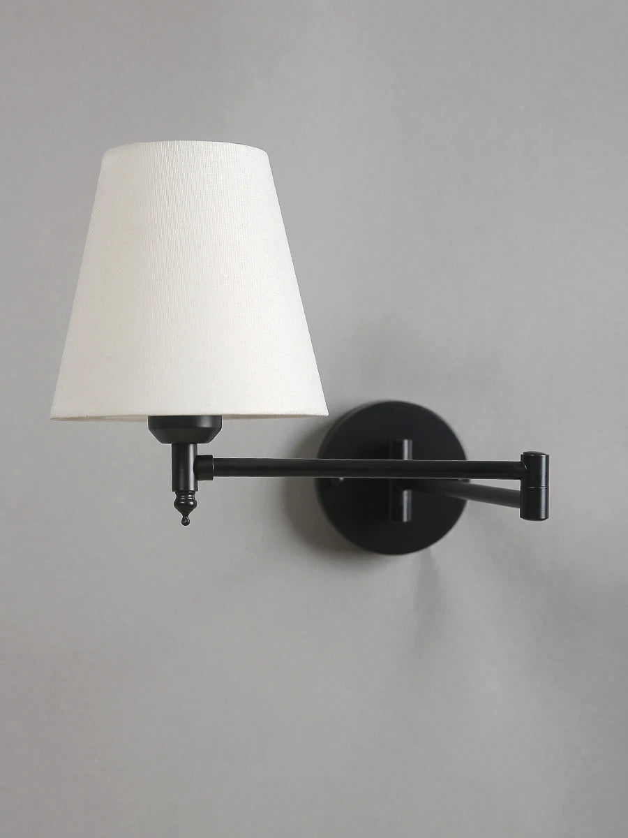 LED American Wall Lamp Folding Swing Arm Fabric wall light Bedroom Bedside Living Room Study StairwayMirror front wall lamp