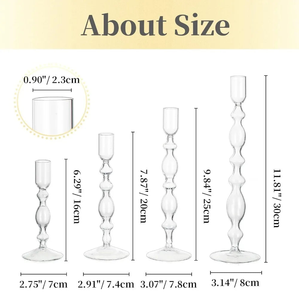 Wavy Glass Taper Candle Holders