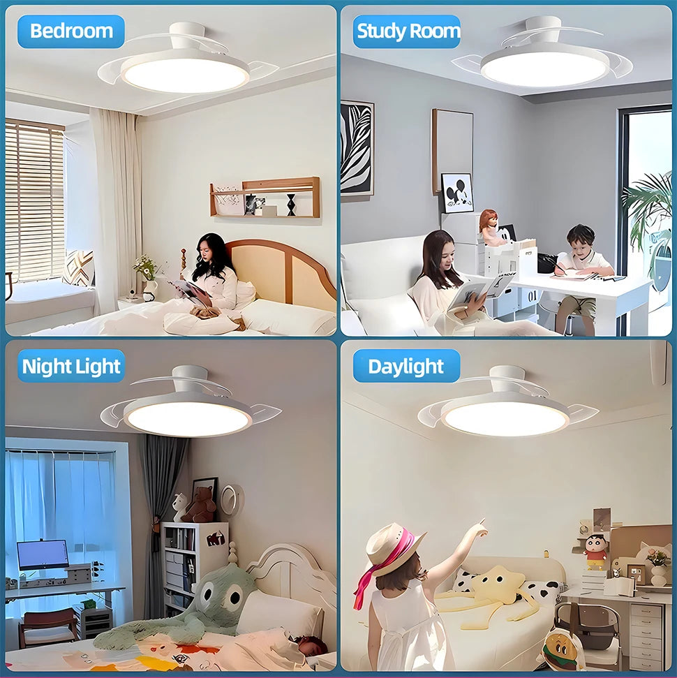 Retractable Blade Ceiling Fan Light