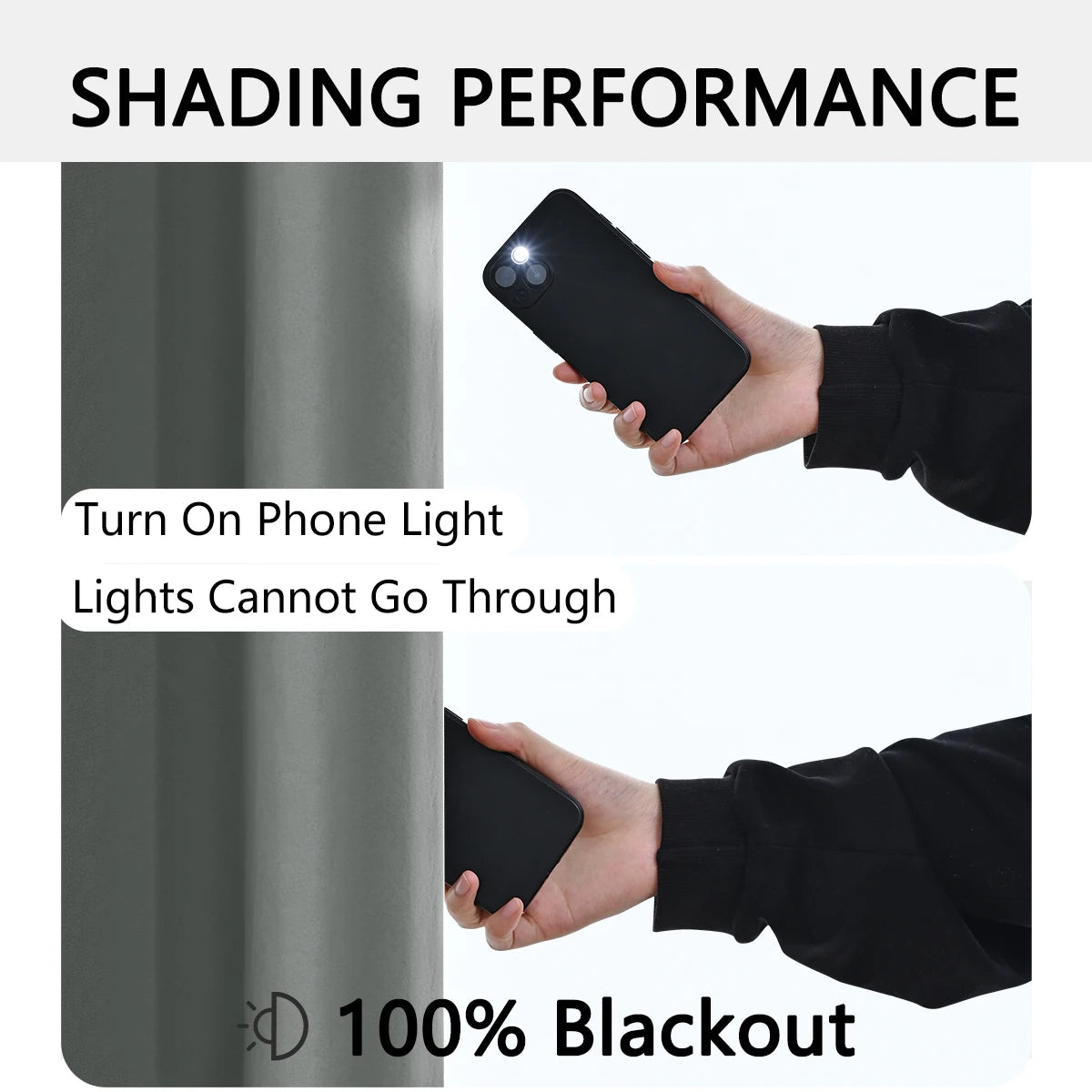 2pcs Modern 100% Blackout Curtain with Coated Lining, Curains