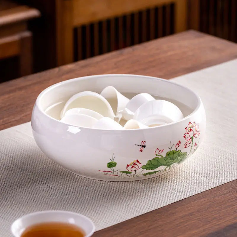Lotus Planter Ceramic Glazed Bowl-Water Garden Planter for Lotus