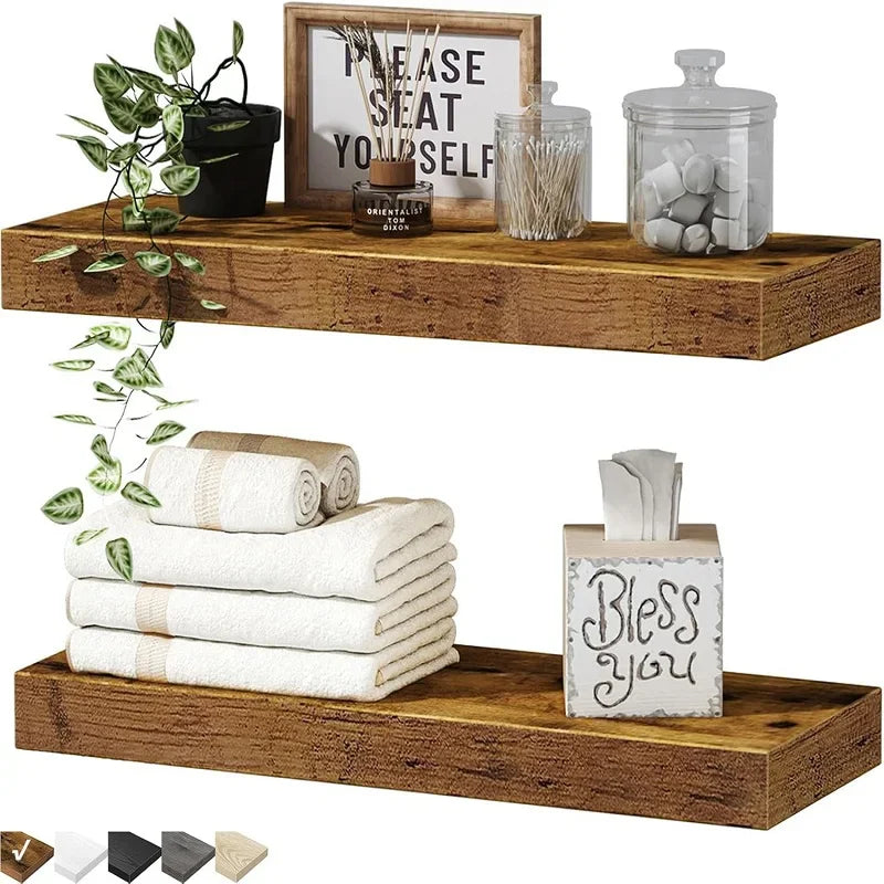 Solid Wood Floating Bookshelf