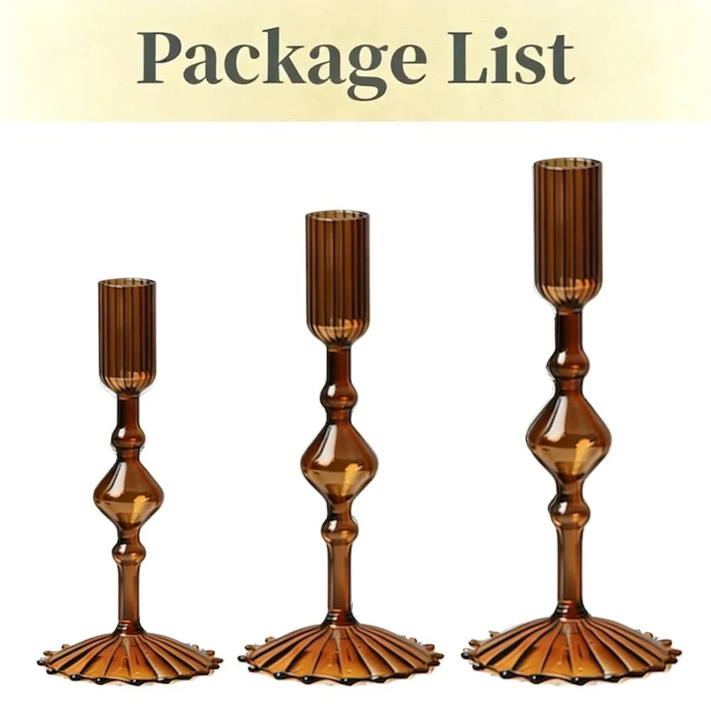 Wavy Glass Taper Candle Holders
