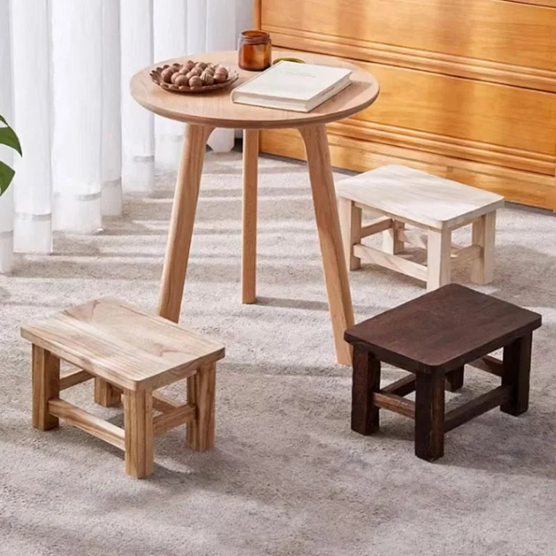 Solid Wood Shoe Changing Stool for Entryway