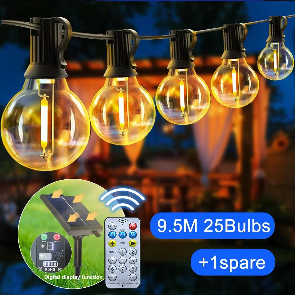 Solar G40 Globe Patio String Lights