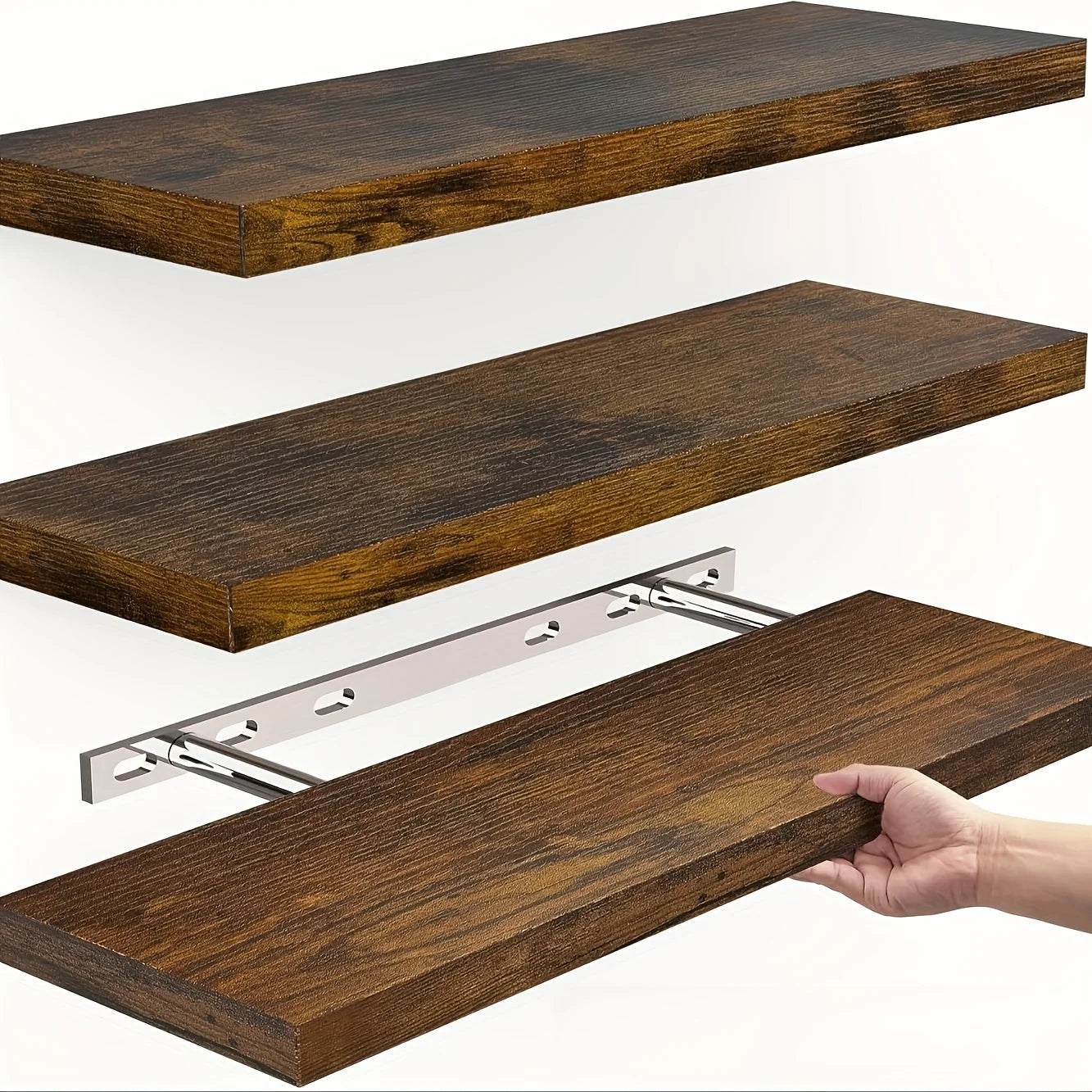 Solid Wood Wall Mounted Bookshelf