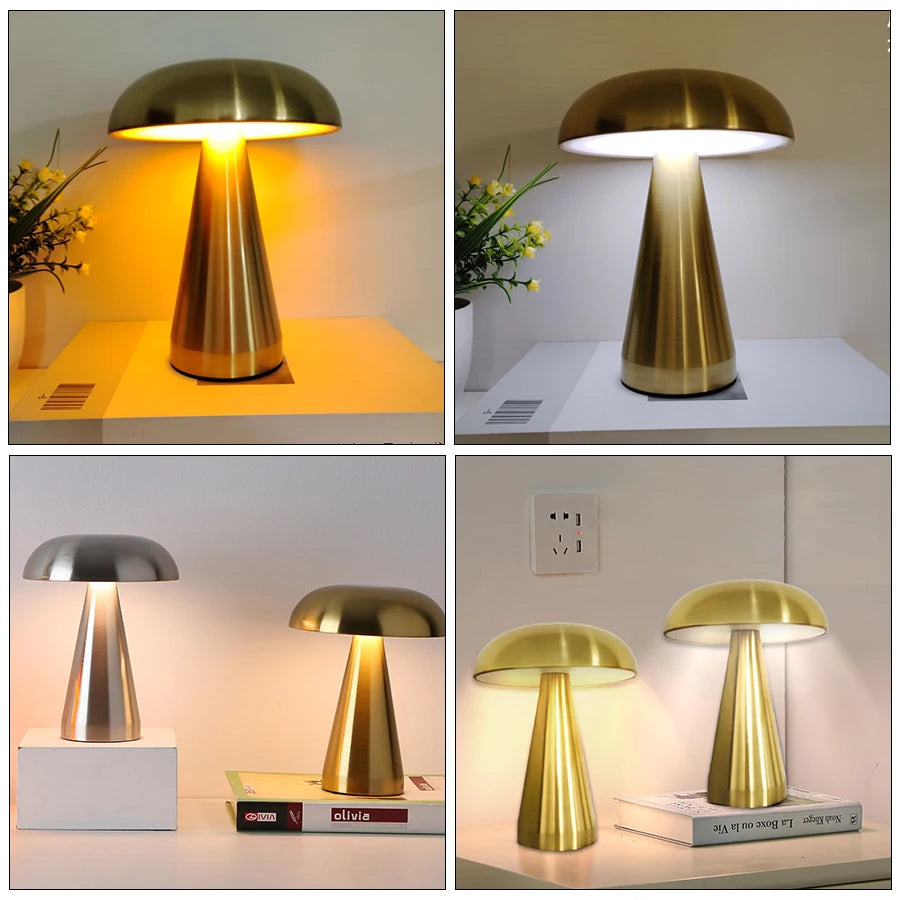 Retro Metal Mushroom Touch Table Lamp
