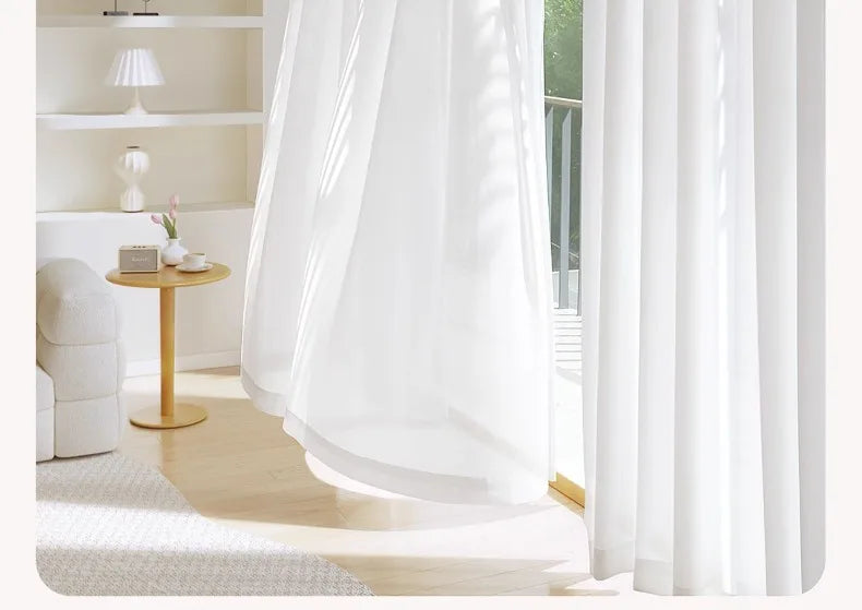 Custom Size Good Quality Cat-Proof White Tulle Sheer Curtains