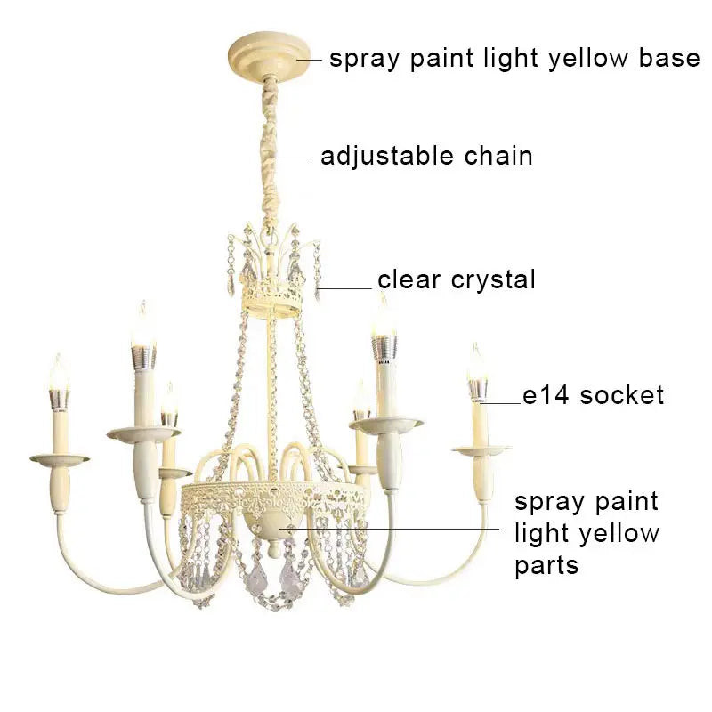 Modern 6-Light Crystal Chandelier LED Ceiling Light with E14 Bulb Base