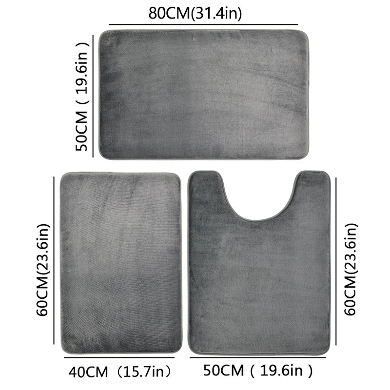 Three Piece Toilet, Bath Floor Mat, Shower Mat, Bath Absorbent Mat, Non