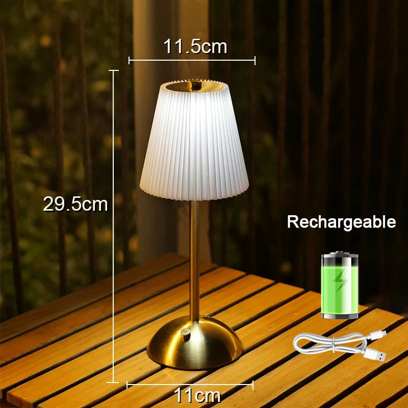 Cordless Pleated Nightstand Lamp