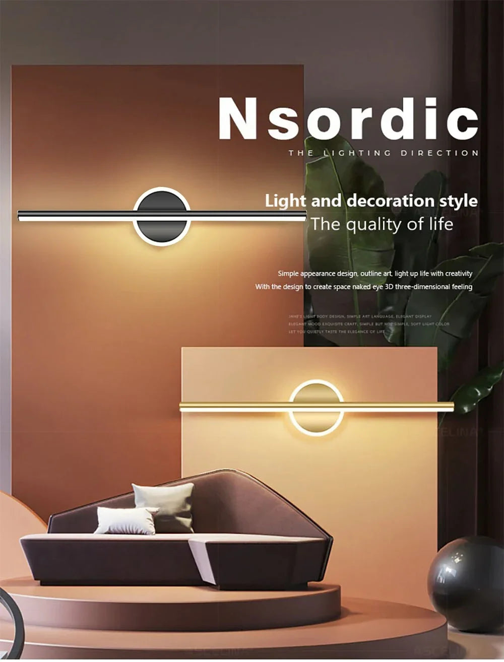 Black Gold Mirror Strip Light