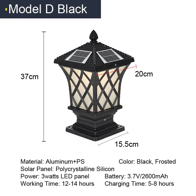 Solar LED Light Outdoor Garden Decoration Column Lamp Waterproof Street