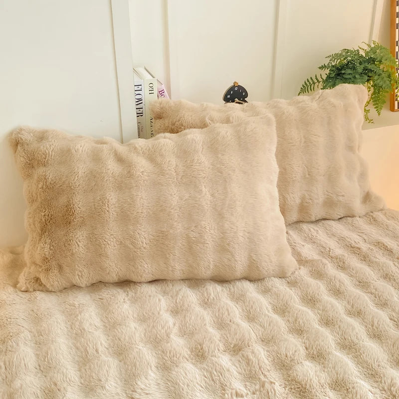 2pcs Fluffy Plush Pillowcase 48x74cm Winter Warm Thickness Pillow Sham
