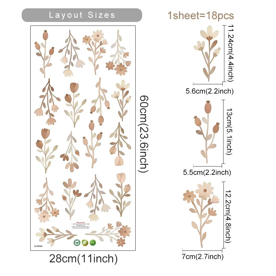 Boho Watercolor Flower Wall Decals