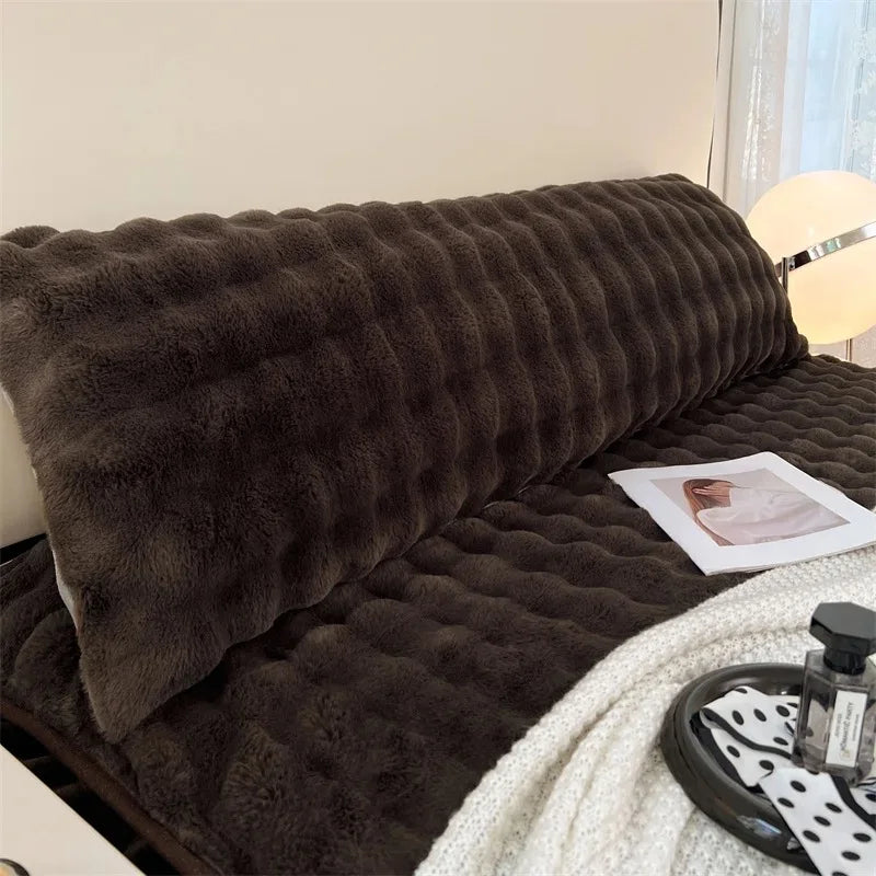 Solid Color Plush Long Pillowcase Cushion Cover