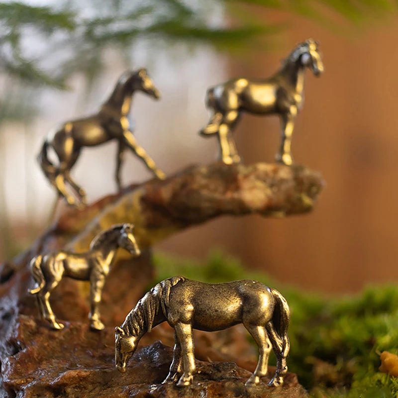 Miniature Brass Horse Figurines