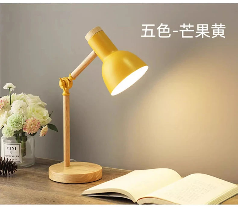 Nordic Wooden Turn Head Table Lamp
